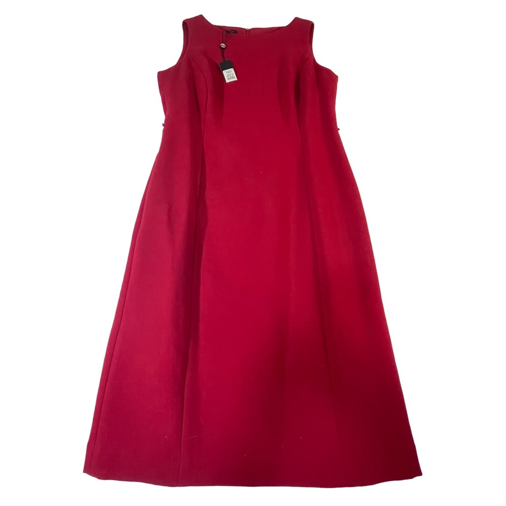 Talbots NWT 100% Wool Sheath Dress Red Sleeveless Petite 6P Lined